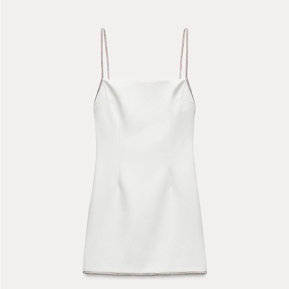 Zara Brand New with tags Short White Dress with Rhinestones
